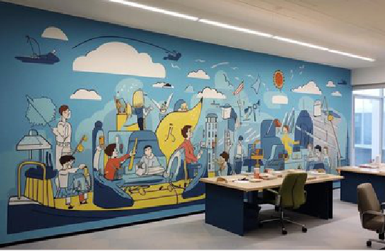 务川办公室墙绘的特点。